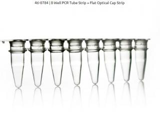8 jamkové PCR skúmavkové stripy Balenie: 0.2 ml clear wells + strips of flat optical caps; 125 tube strips + 125 cap strips