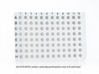 96 Well Non-Skirted PCR Plate Breakable Horizontally or Vertically Farba: white 96/8