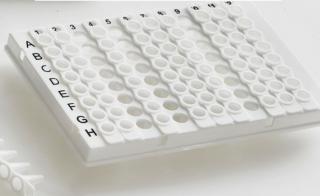 96 Well Semi-Skirted PCR Plate for Removable 8 Well Tube Strips, Roche Style