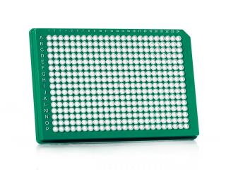 FrameStar® 384-jamková PCR platňa s obrubou Farba: clear wells, green frame