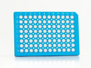 FrameStar® 96 Well Semi-Skirted PCR Plate, ABI® Style Farba: clear wells, blue frame