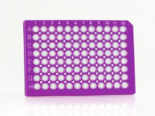 FrameStar® 96 Well Semi-Skirted PCR Plate, ABI® Style Farba: clear wells, purple frame