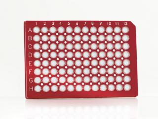 FrameStar® 96 Well Semi-Skirted PCR Plate, ABI® Style Farba: clear wells, red frame