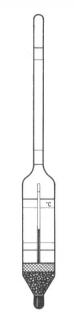 Hustomer prevádzkový s teplomerom, rozpätie meracieho intervalu 50 kg/m3 Merací rozsah: 1300 - 1350 kg/m3