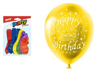 Balónik M balenie 12ks štandard 23cm Happy Birthday mix