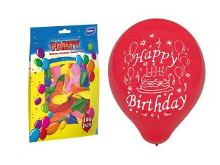 Balónik M štandard 23cm Happy Birthday mix