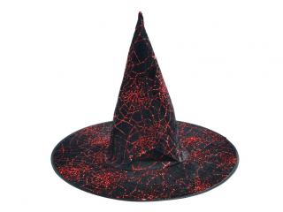 Klobúk čarodejnícky čierno-červený 44x35cm