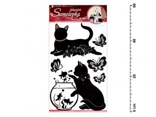 Samolepiaca dekorácia 10063 čierné mačky s akváriom 60x32cm