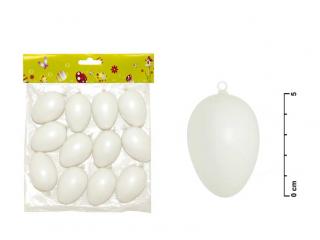 Vajíčka plast 6cm biele 12ks S32085 WHITE