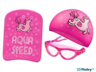 Dievčenský plavecký set Aqua-Speed Kiddie doska, čiapka a okuliare