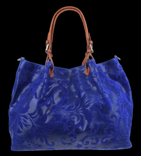 Modrá kožená kabelka Belloza Florita Marine Scura