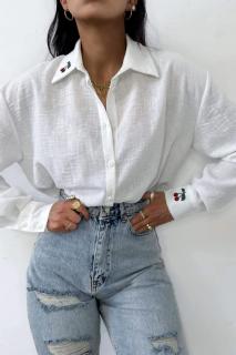 Biela ľanová košeľa dámska Lady BIELA, ONE SIZE