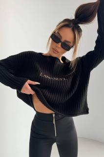 Čierny elegantný sveter La Manuel ČIERNA, ONE SIZE