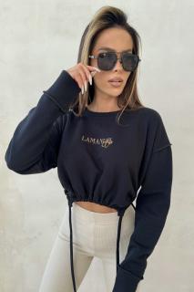 Crop mikina čierna La Manuel 24/7 You ČIERNA, ONE SIZE