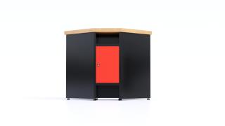 Kovový pracovný stôl rohový - Modul Farebné prevednie: Červená