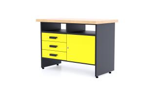 Kovový pracovný stôl WB5 - 3 zásuvky Farebné prevednie: Žltá