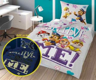 DETEXPOL Svietiace obliečky Paw Patrol believe   Bavlna, 140/200, 70/80 cm