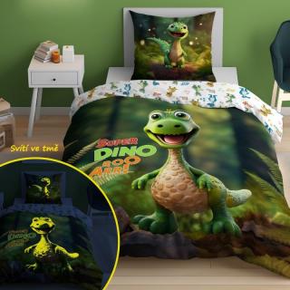 DETEXPOL Svietiace obliečky Super Dino  Bavlna, 140/200, 70/80 cm