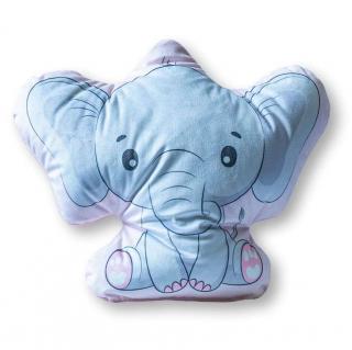 DETEXPOL Tvarovaný mikroplyšový vankúšik Slon Polyester, 33x26 cm