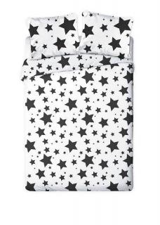 FARO Francúzske obliečky Hviezdy čiernobiele Bavlna, 220/200, 2x70/80 cm