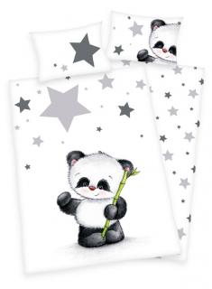 HERDING Obliečky do postieľky flanelové Panda Bavlna Flanel 100/135, 40/60 cm