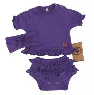 detský komplet tričko, kraťasy a čelenka fialový