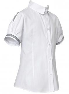 Dievčenská biela košeľa s krátkym rukávom