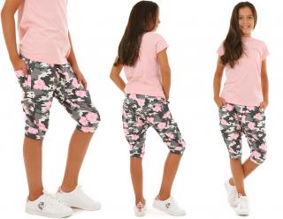 dievčenské capri nohavice ružové