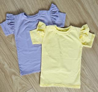 dievčenské jednofarebné tričko s volánikmi