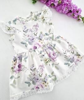 dievčenské letné kvetinové šaty s krajkou