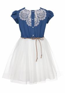 Dievčenské letné šaty s tylom biele (farba biela)