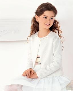 dievčenské sako s perličkami biele