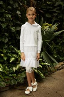 dievčenské šaty s kapucňou LOVE biele