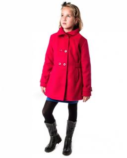 dievčenský flaušový zimný kabát ANGELA červený