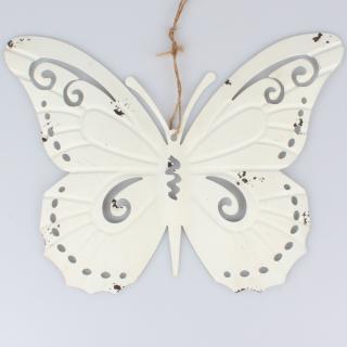 Plechová dekorácia na stenu - Motýľ biely (KU211)