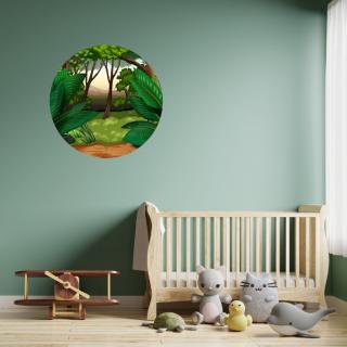 Kruhová samolepka na stenu "Džungľa" 60 cm