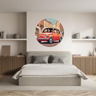 Kruhová samolepka na stenu "Fiat 500" 100 cm