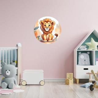 Kruhová samolepka na stenu "Lev" 60 cm