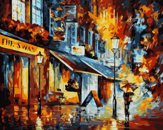 Maľovanie podľa čísiel s rámom "Farebná ulica" 50x40 cm