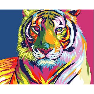 Maľovanie podľa čísiel s rámom  Farebný tiger  50x40 cm