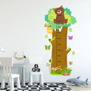 Samolepka na stenu  Detský meter - strom so zvieratkami