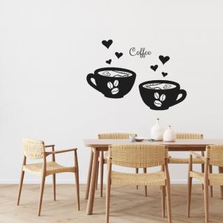 Samolepka na stenu  Kávové šálky-čierne