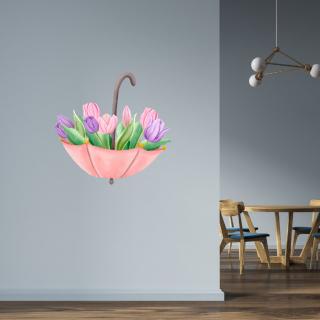 Textilná nálepka na stenu "Dáždnik s tulipánmi"