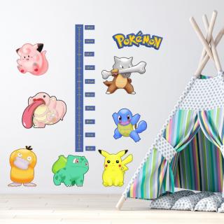 Textilná nálepka na stenu "Detský meter - Pokemón"