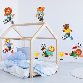 Textilná nálepka na stenu "Zvieratká futbalisti"