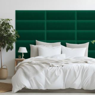 Zamatový čalúnený panel - Obdĺžnik - 60x20cm Fľaškovozelená
