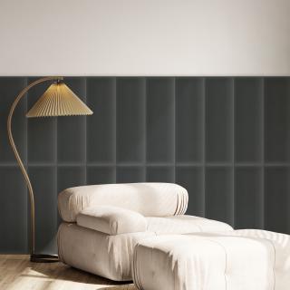 Zamatový čalúnený panel - Obdĺžnik - 90x15cm Grafit