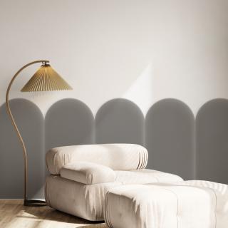 Zamatový čalúnený panel - Oblúk - 30x80cm Šedá
