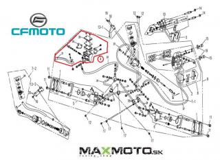 Brzdová páčka s úchytom CF MOTO Gladiator RX510/ RX530/ X5/ X6/ X8/ X550, pravá, 9010-080600