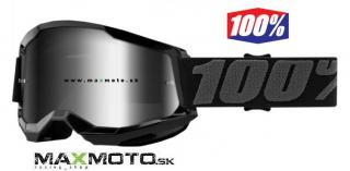 Okuliare 100% STRATA 2 Black Prevedenie: zrkadlové sklo - strieborné